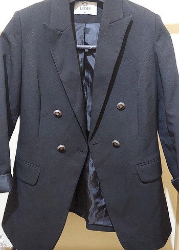 Siyah Kadın Düğmeli Blazer Ceket