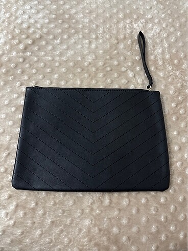 Siyah Deri Clutch Çanta