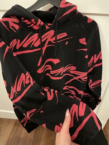 Baskılı Bordo Siyah Sweatshirt