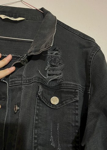 Kadın Siyah Uzun Denim Ceket - Görsel 7