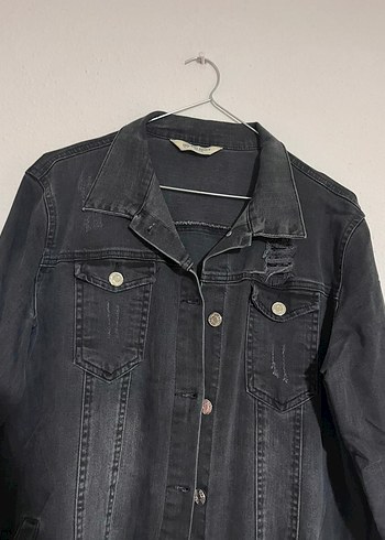 Kadın Siyah Uzun Denim Ceket - Görsel 2