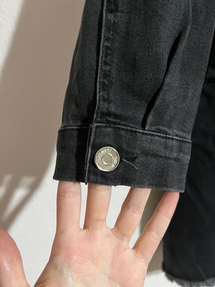 Kadın Siyah Uzun Denim Ceket - Görsel 3