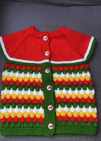 Pembe Örgü Kız Çocuk Kolsuz Hırka - Görsel 6