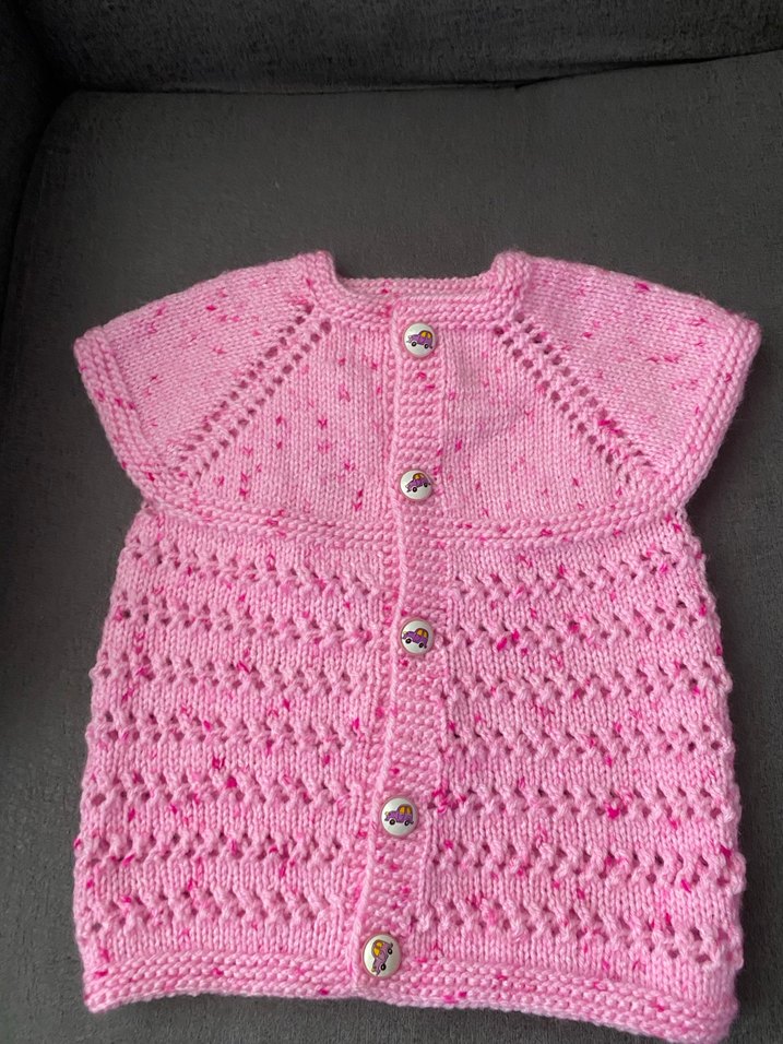 Pembe Örgü Kız Çocuk Kolsuz Hırka - Görsel 4