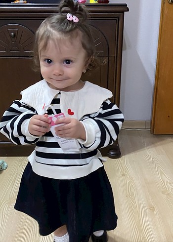 Kız Çocuk Siyah Zebra Desenli Uzun Kollu Bolero - Görsel 3