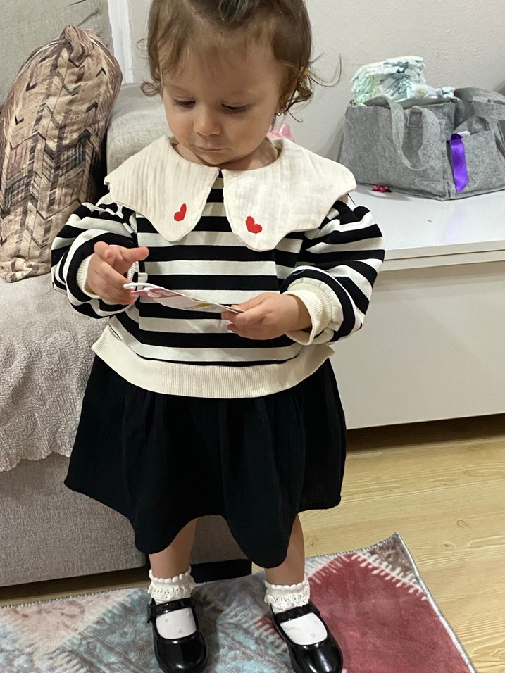 Kız Çocuk Siyah Zebra Desenli Uzun Kollu Bolero - Görsel 2