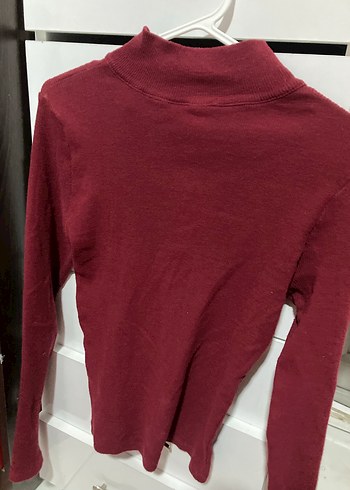 Bordo Yarım Fermuarlı Kadın Kazak - Görsel 2