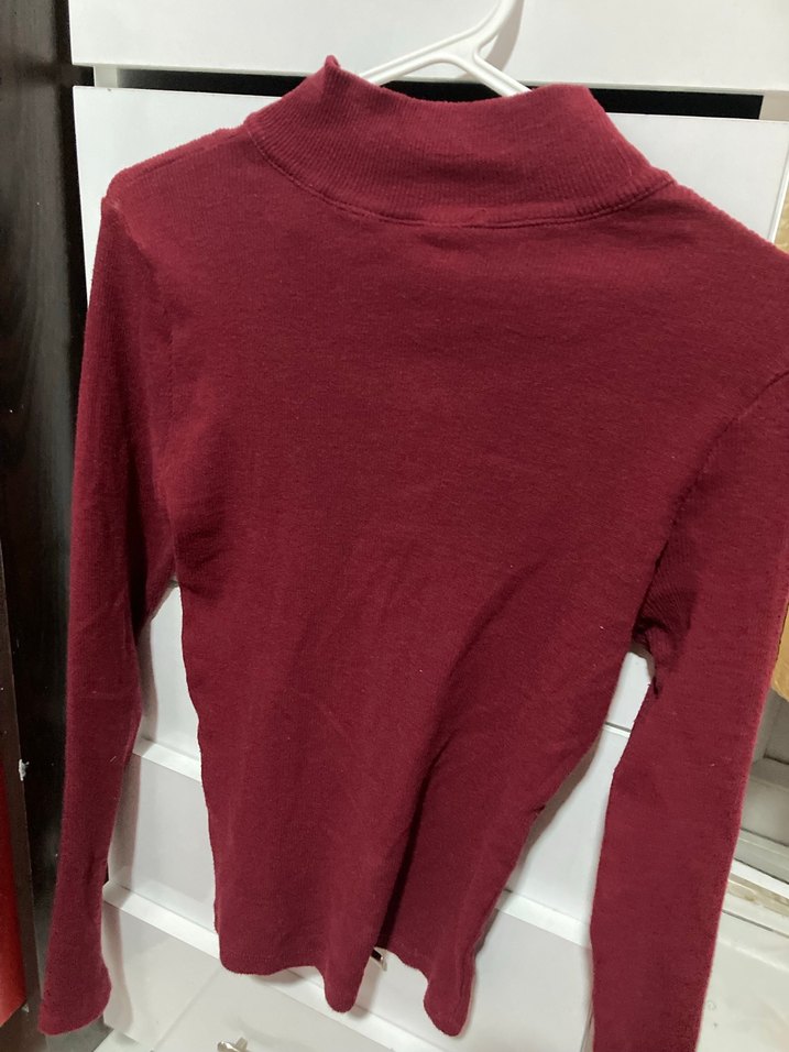 Bordo Yarım Fermuarlı Kadın Kazak - Görsel 2