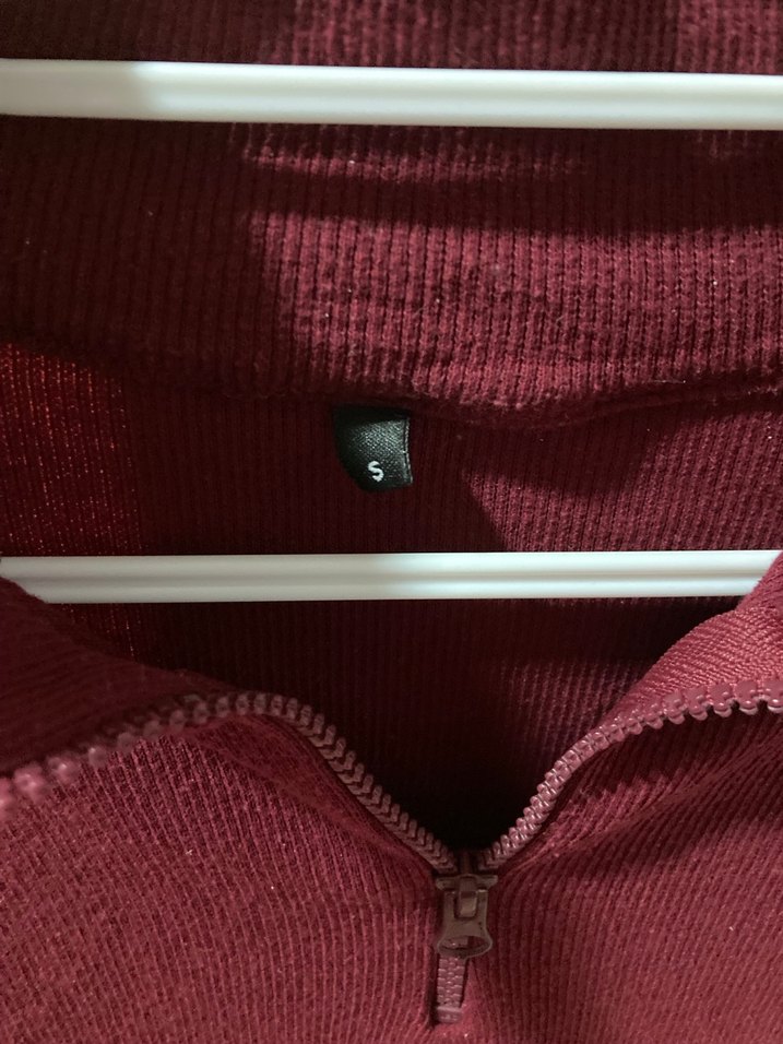 Bordo Yarım Fermuarlı Kadın Kazak - Görsel 3