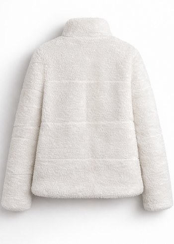 Beyaz Kadın Yumuşak Kürklü Ceket - Görsel 2