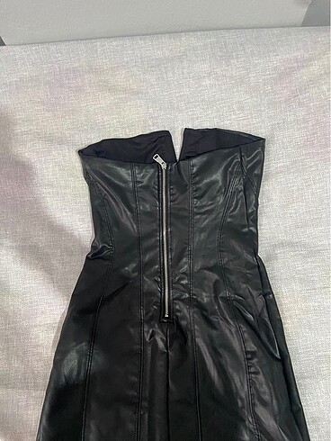 Bershka deri mini elbise