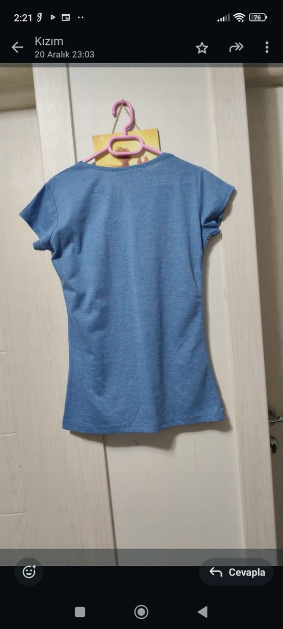 Dantel Detaylı Mavi Hamile Tişörtü - Görsel 2