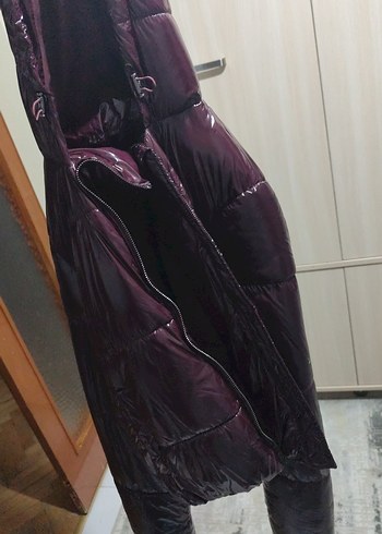 Bordo Drapeli Kadın Kışlık Mont - Görsel 3