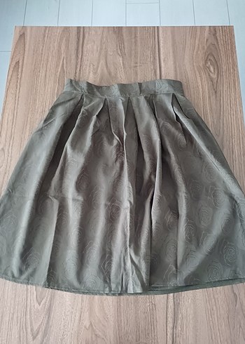Gri Piliseli Mini Etek