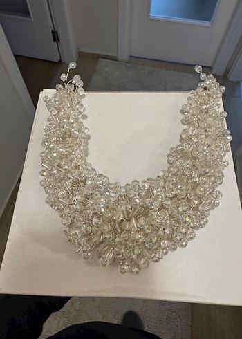 Boncuk İşlemeli Bohem Beyaz Gelin Aksesuarı - Görsel 3