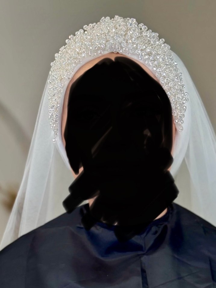 Boncuk İşlemeli Bohem Beyaz Gelin Aksesuarı - Görsel 4