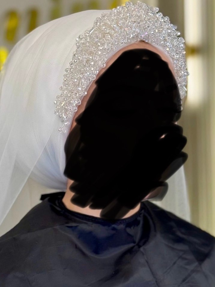 Boncuk İşlemeli Bohem Beyaz Gelin Aksesuarı - Görsel 5