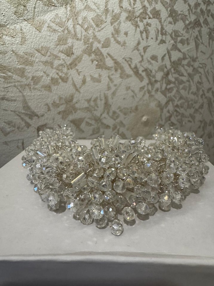 Boncuk İşlemeli Bohem Beyaz Gelin Aksesuarı - Görsel 2