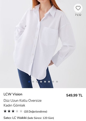 LCW Vision Beyaz Oversize Kadın Gömlek
