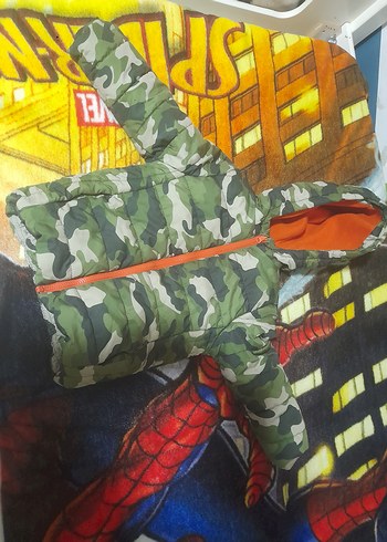 Renkli Kamuflaj Desenli Fermuarlı Erkek çocuk Mont - Görsel 2