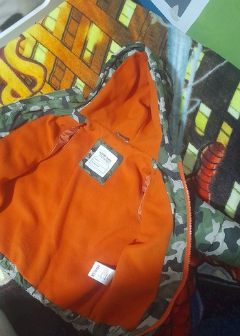 Renkli Kamuflaj Desenli Fermuarlı Erkek çocuk Mont - Görsel 5