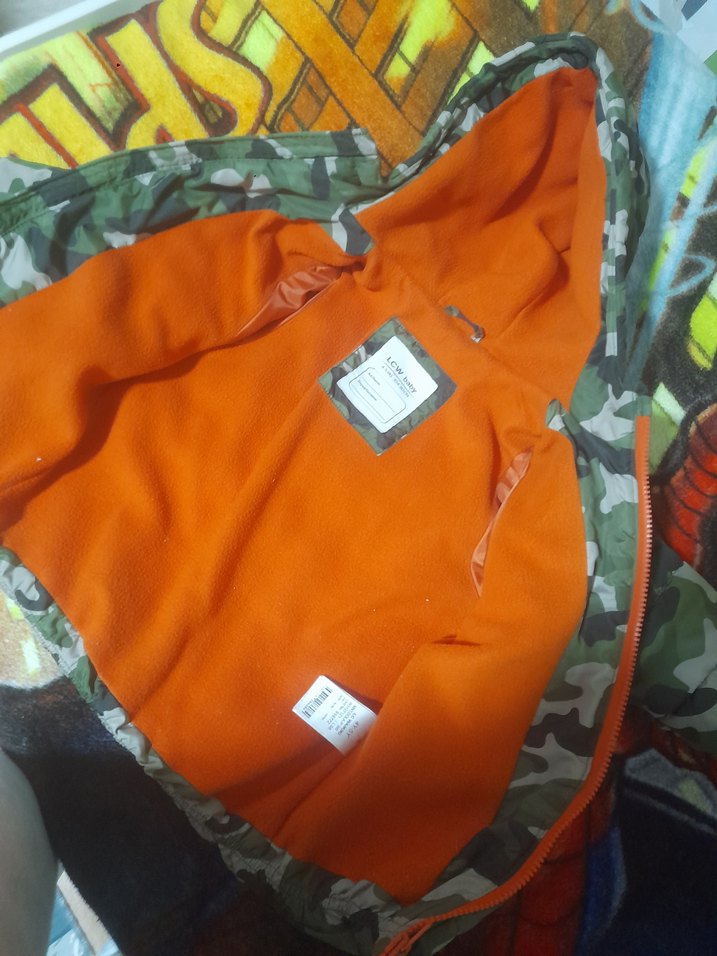 Renkli Kamuflaj Desenli Fermuarlı Erkek çocuk Mont - Görsel 4