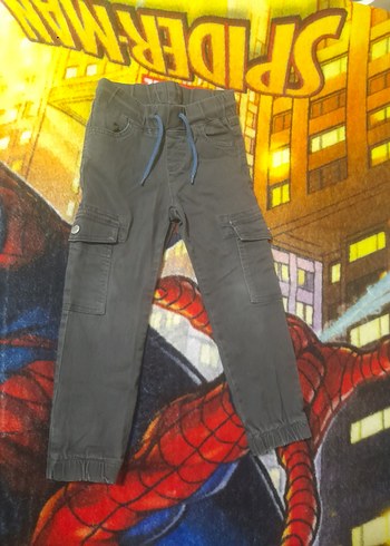 Erkek Çocuk Gri Bağcıklı kargo cep Kot Pantolon - Görsel 2