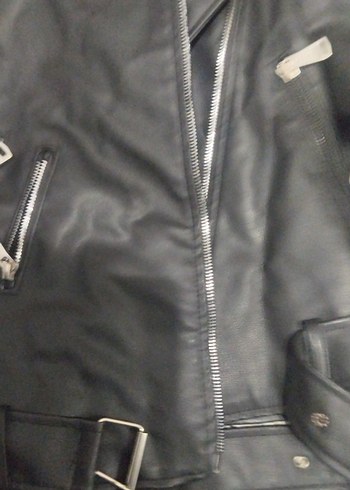 Diğer Kadın Siyah Deri Biker Ceket