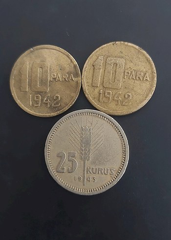 Eski 1945 ve 1942 koleksiyon kuruşlar