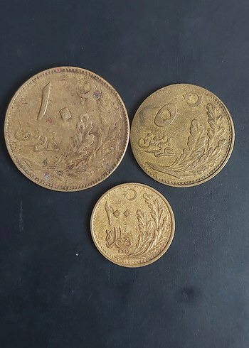 Cumhuriyetin ilk madeni paraları 3 Adet.
