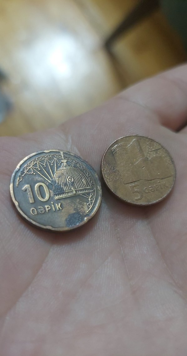 Azerbaycan Cumhuriyeti 5 ve 10 Qpik Madeni Paralar 2 adet - Görsel 2