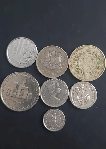 karışık madeni para koleksiyonu.  7 adet.