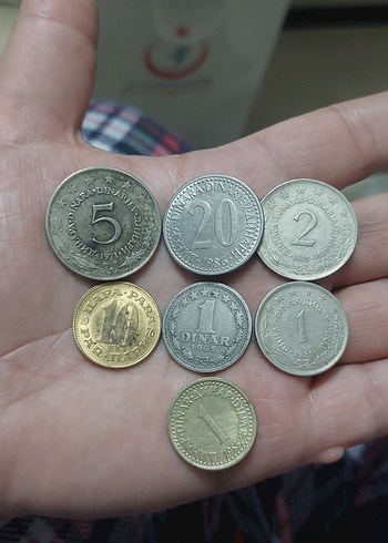 Eski Yugoslavya madeni para koleksiyonu. 7 adet