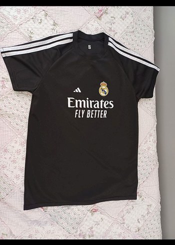 Siyah Real Madrid Kısa Kollu Spor Tişörtü