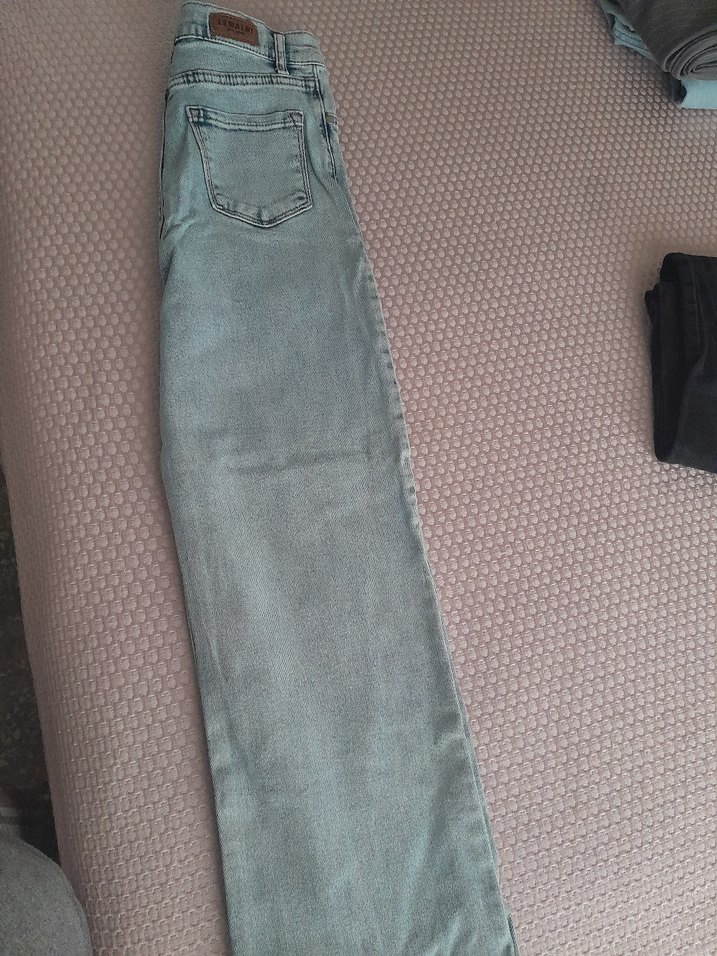 Gri Bol Kesim Midi Denim Kadın Kot Pantolon - Görsel 2