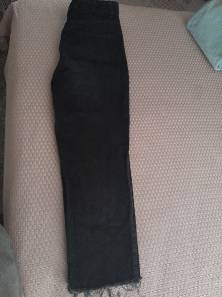 Siyah Midi Boy Bol Kesim Kadın Kot Pantolon - Görsel 2