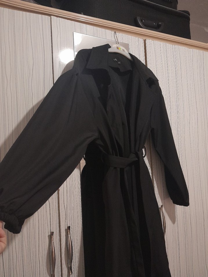 kadın siyah trenckot - Görsel 2
