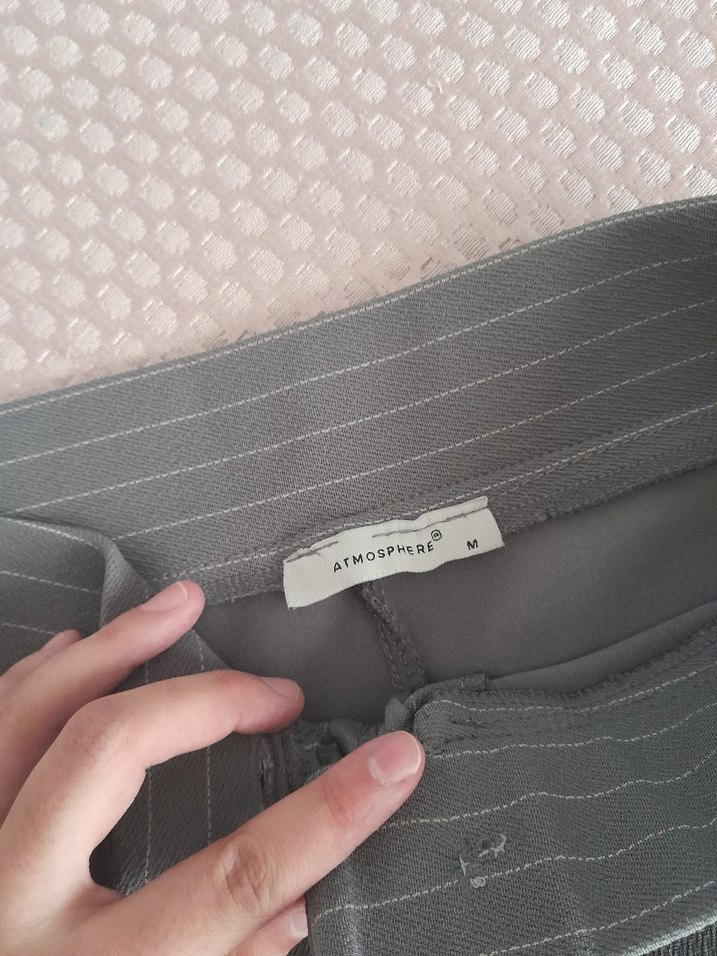 Gri Pilili Kadın Kumaş Pantolon - Görsel 3