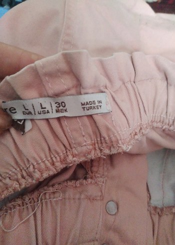l Beden pembe Renk Pudra Pembe Kadın Yüksek Bel Mini Kot Şort