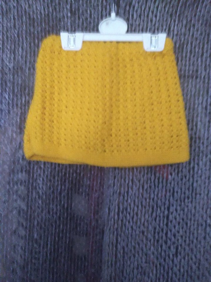 Sarı Örgü Mini Etek - Görsel 2