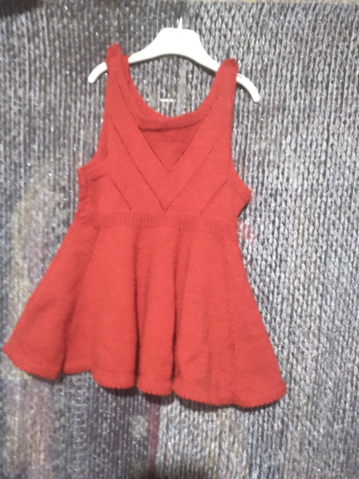 Kız Çocuk Kırmızı Triko Elbise - Görsel 2