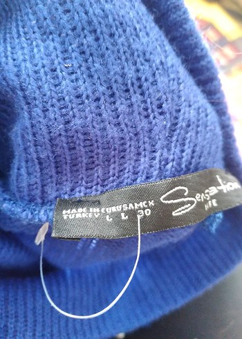 Mavi Boğazlı Uzun Kollu Triko Kazak - Görsel 4