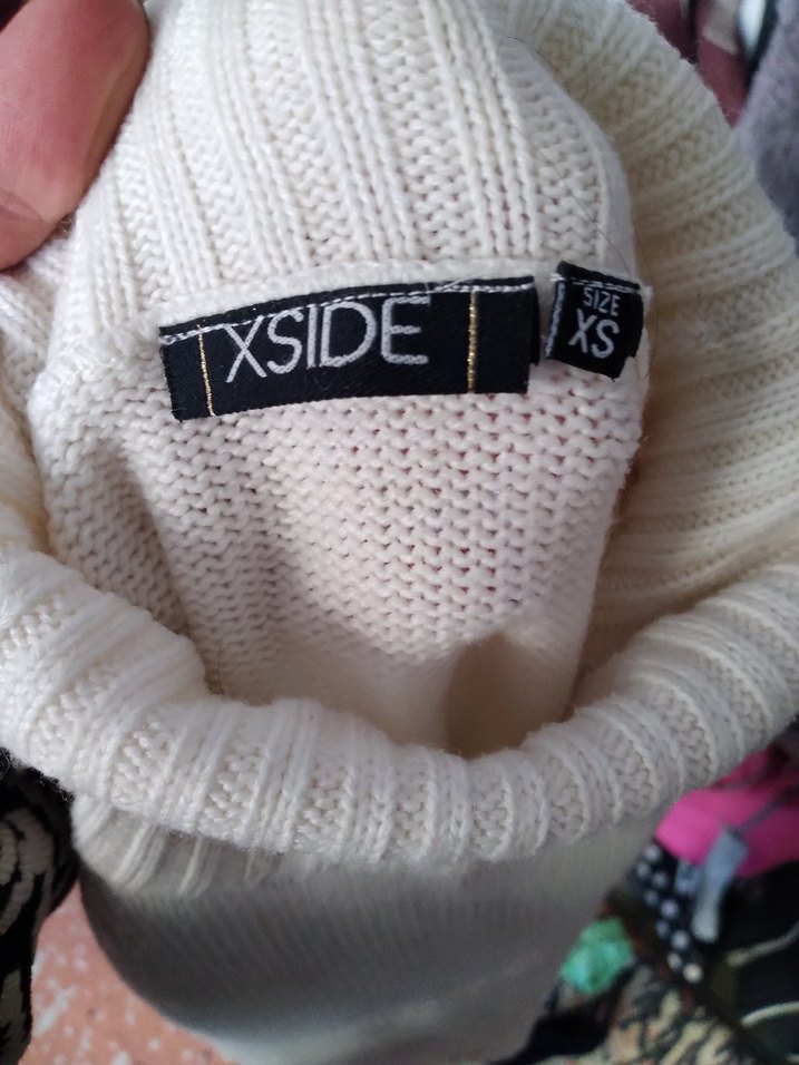 Kadın Beyaz Boğazlı Örgü Kazak - Görsel 2