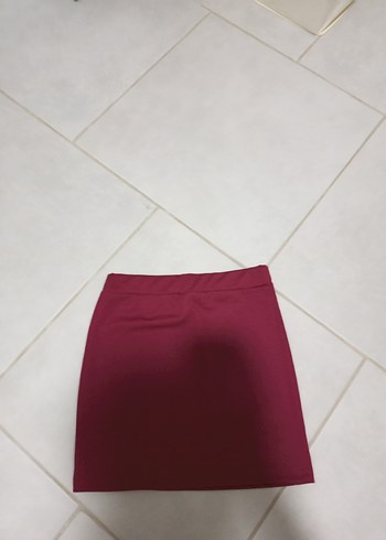 s Beden Bordo Mini Etek, Dar Kesim, Günlük