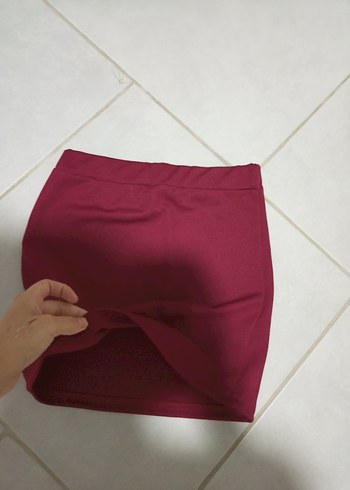 Trendyol & Milla Bordo Mini Etek, Dar Kesim, Günlük