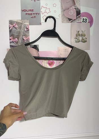 Bej Kadın Kısa Crop Top