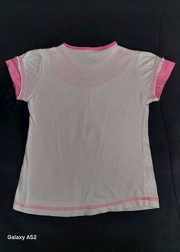 Kız Çocuk Pembe Dantelli Kısa Kollu Tişört - Görsel 2