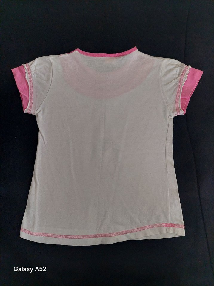 Kız Çocuk Pembe Dantelli Kısa Kollu Tişört - Görsel 2