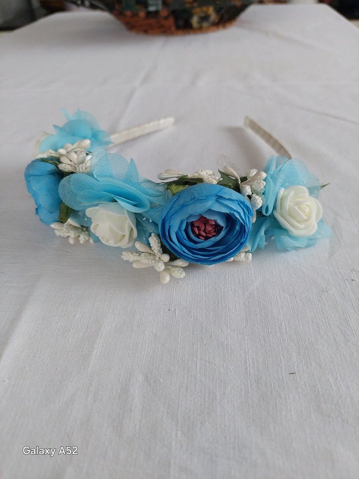 LOHUSA,Mavi Bohem Çiçekli Saç Tacı - Görsel 3