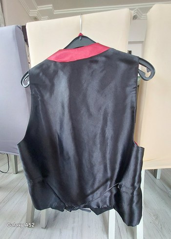 Bordo Pilili Saten Halter Yaka Damatlık Yelek - Görsel 2